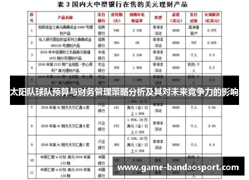 太阳队球队预算与财务管理策略分析及其对未来竞争力的影响